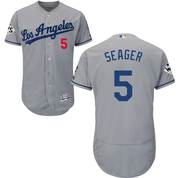 Dodgers #5 Corey Seager Grey Flexbase Authentic Collection World Series Bound Stitched MLB Jersey